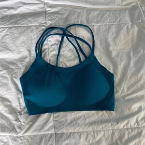 OFFLINE by Aerie Recharge Bra Teal Blue XS Strappy Seamless Minimal Support